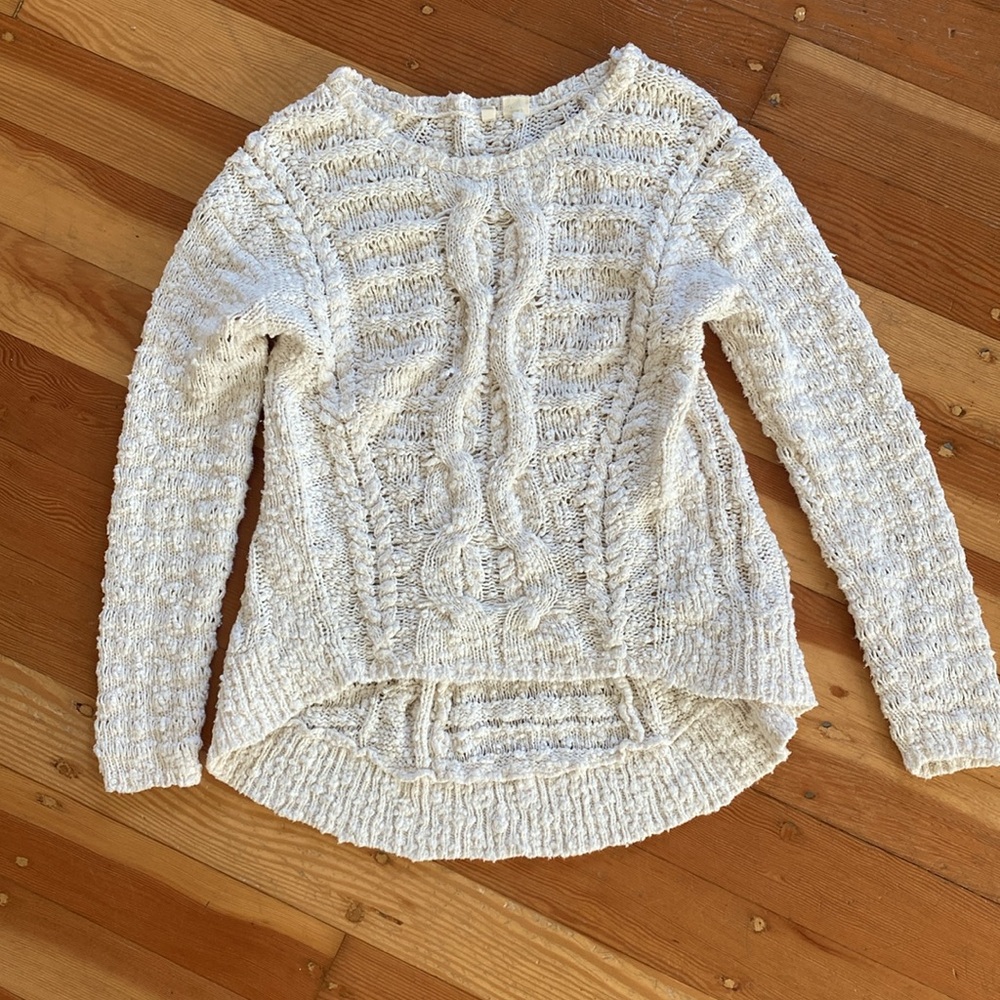 Anthropologie Moth Cream Textured Knit High Low Sweater XS